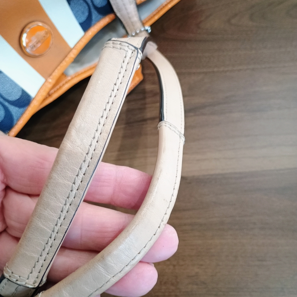 Coach Blue, Tag And Orange Signature Tote Bag With COA - Picture 7 of 12